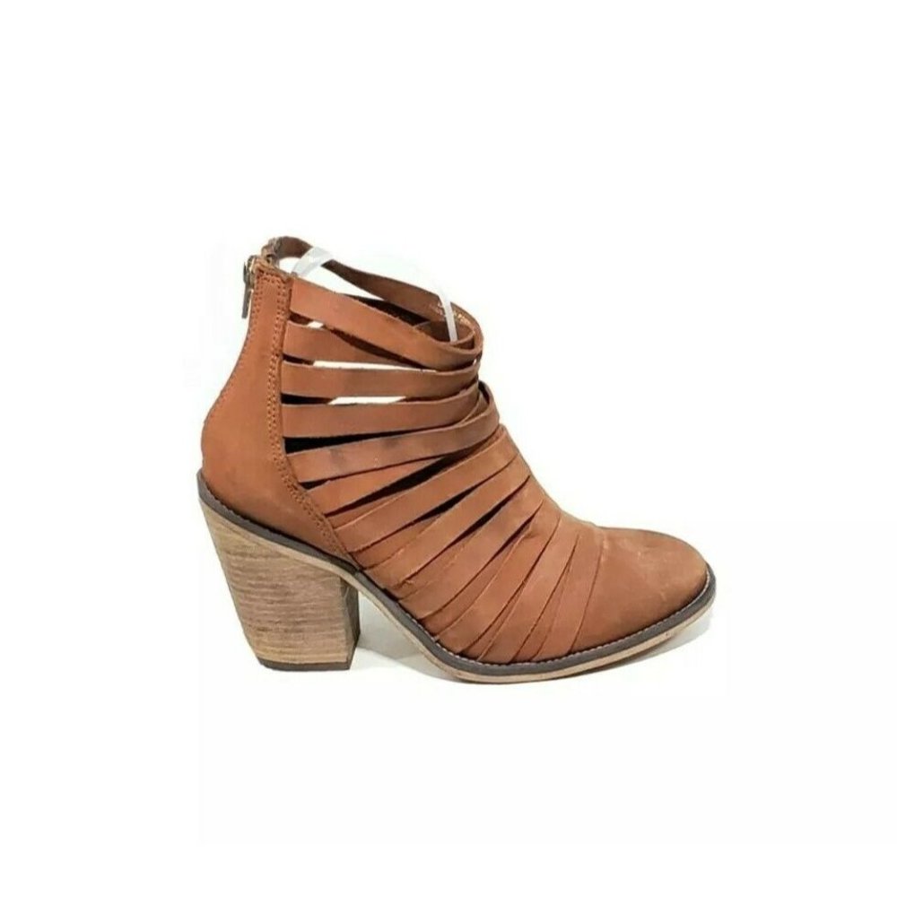 Free Hybrid Booties Heel Brown Leather Womens US 6